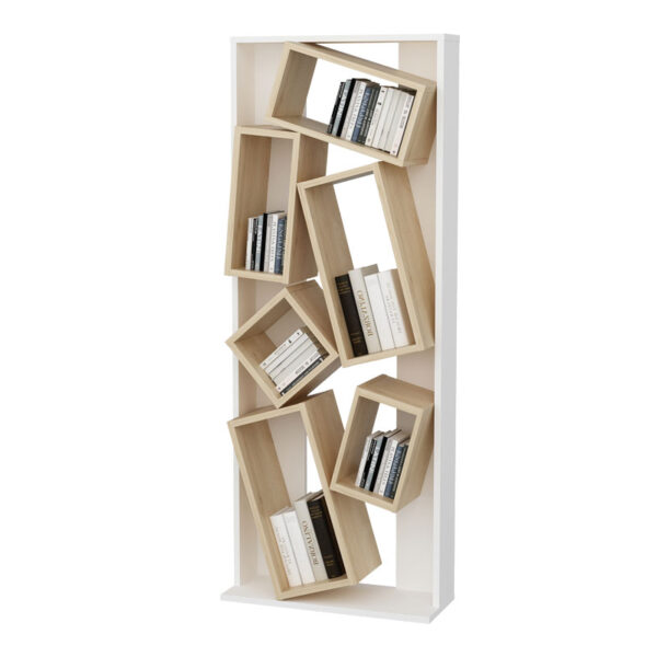 Bookcase Jamey pakoworld natural-white 60x24x153,6cm 120-000366