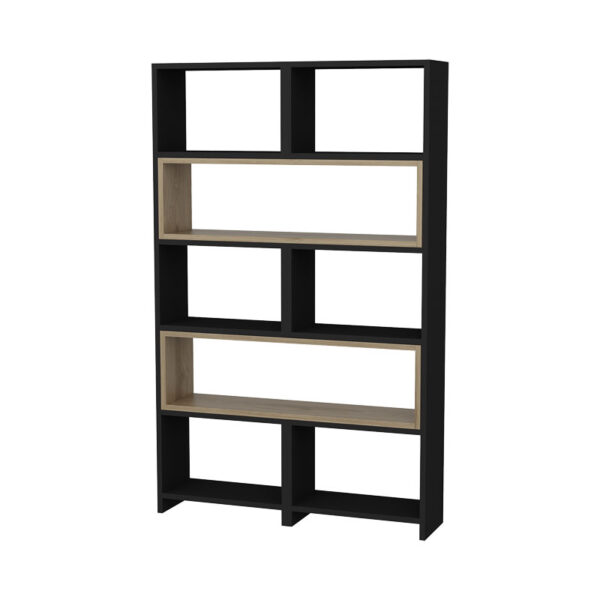 Extendable bookcase Thorin pakoworld black-natural 163.5x22x150cm 120-000371