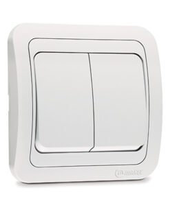 Διακόπτης Διπλός Κομμυτατέρ Λευκός Makel Mimoza – 12103
