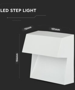 Επιτοίχιο φωτιστικό LED σκάλας τετράγωνο 3W 4000K φυσικό λευκό IP65 με λευκό σώμα V-TAC – 121403