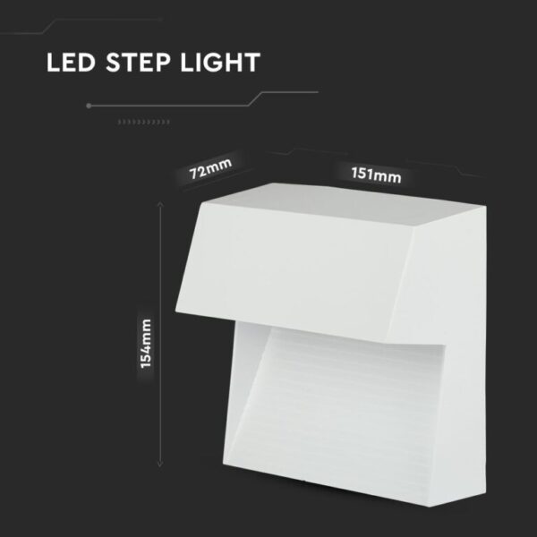 Επιτοίχιο φωτιστικό LED σκάλας τετράγωνο 3W 4000K φυσικό λευκό IP65 με λευκό σώμα V-TAC – 121403