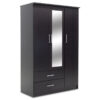 Wardrobe Olympus pakoworld with 3 doors and drawers+mirror in wenge colour 120x57x183 123-000045