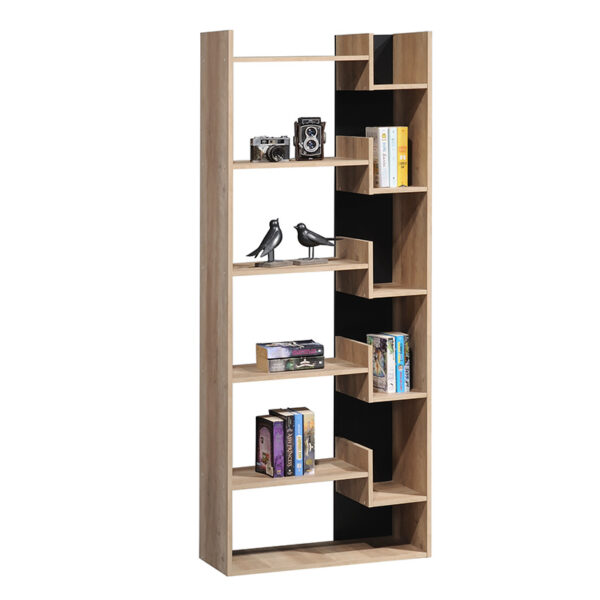 Bookcase Naya pakoworld natural-anthracite 72x30x182.5cm 123-000153