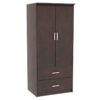Wardrobe Olympus pakoworld with 2 doors and drawers in walnut colour 81x57x183 123-000179