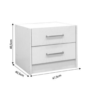 Κομοδίνο OLYMPUS pakoworld με 2 συρτάρια χρώμα λευκό 47.5×40.5×40.5εκ 123-000212