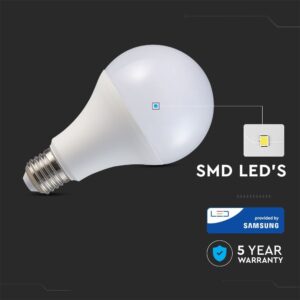 LED Λάμπα E27 A80 18W V-TAC PRO Samsung Chip 200° 2000lm Θερμό Λευκό 3000K – 126