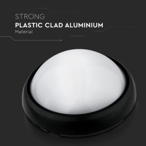 LED Φωτιστικό Πλαφονιέρα 8W V-TAC Στρογγυλό Μαύρο Αδιάβροχο IP65 Θερμό Λευκό 3000Κ – 1261