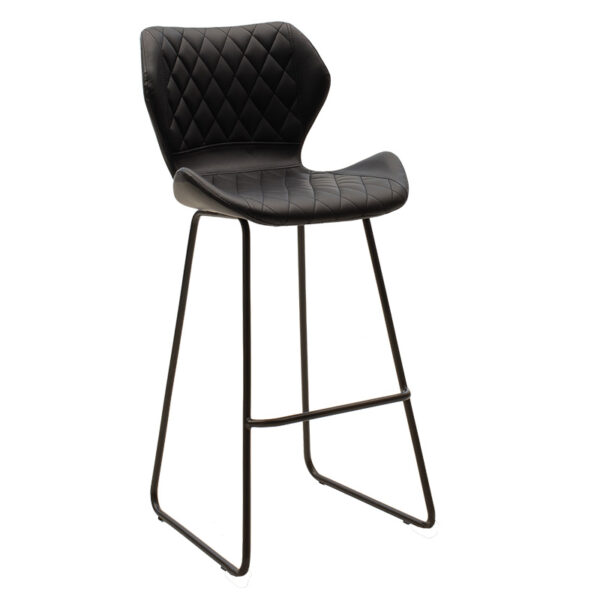 Bar stool Theo pakoworld metal black with PU in black color 127-000093