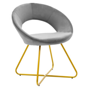 Chair Valentina pakoworld metal golden with velvet grey 127-000133