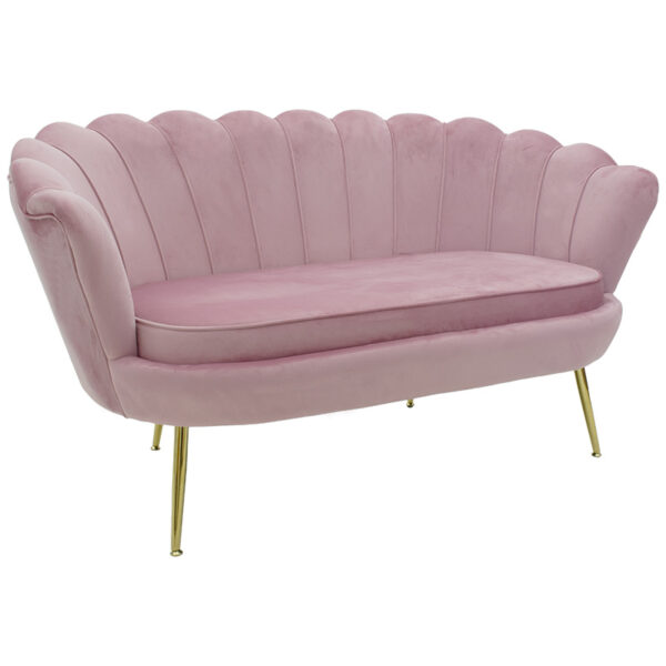 2 seat sofa Daimon pakoworld velvet pink 134x70x77cm 128-000006