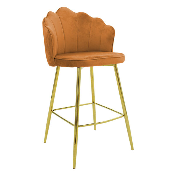 Bar stool Nataly pakoworld velvet tile-metal golden 128-000016