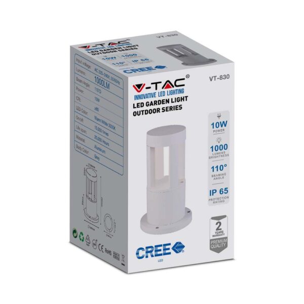 LED Φωτιστικό 10W Λευκό Σώμα 250mm V-TAC IP65 4000K Φυσικό Λευκό  – 128317
