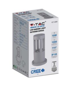 LED Επιδαπέδιο Φωτιστικό 10W V-TAC 25cm Αδιάβροχο IP65 Γκρι Αλουμίνιο Θερμό Λευκό 3000K – 128319