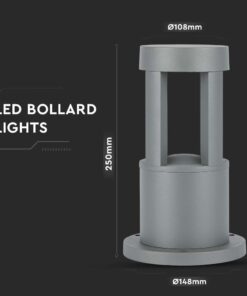 LED Επιδαπέδιο Φωτιστικό 10W V-TAC 25cm Αδιάβροχο IP65 Γκρι Αλουμίνιο Θερμό Λευκό 3000K – 128319