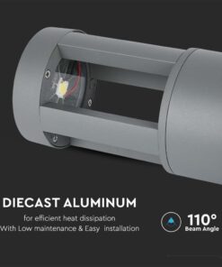 LED Επιδαπέδιο Φωτιστικό 10W V-TAC 25cm Αδιάβροχο IP65 Γκρι Αλουμίνιο Θερμό Λευκό 3000K – 128319