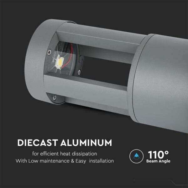 LED Επιδαπέδιο Φωτιστικό 10W V-TAC 25cm Αδιάβροχο IP65 Γκρι Αλουμίνιο Θερμό Λευκό 3000K – 128319