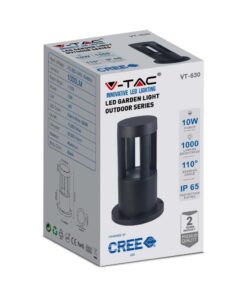 LED Επιδαπέδιο Φωτιστικό 10W V-TAC 25cm Αδιάβροχο IP65 Μαύρο Αλουμίνιο Φυσικό Λευκό 4000K – 128323