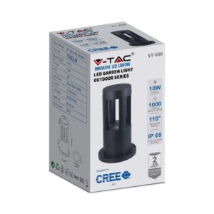 LED Επιδαπέδιο Φωτιστικό 10W V-TAC 25cm Αδιάβροχο IP65 Μαύρο Αλουμίνιο Φυσικό Λευκό 4000K – 128323