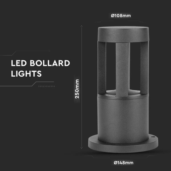 LED Επιδαπέδιο Φωτιστικό 10W V-TAC 25cm Αδιάβροχο IP65 Μαύρο Αλουμίνιο Φυσικό Λευκό 4000K – 128323