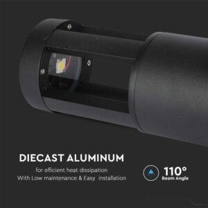LED Επιδαπέδιο Φωτιστικό 10W V-TAC 25cm Αδιάβροχο IP65 Μαύρο Αλουμίνιο Φυσικό Λευκό 4000K – 128323