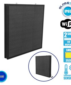 GloboStar® 90343 Κυλιόμενη Ψηφιακή Επιγραφή P10 LED SMD AC 220-240V με Wi-Fi – Αδιάβροχή IP65 – Διπλής Όψης – Μ104 x Π12 x Υ104cm Μπλε