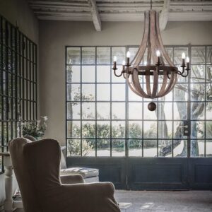 IDEAL LUX Κρεμαστό Φωτιστικό MLENNIUM 8xE14 Ξύλου – 129709