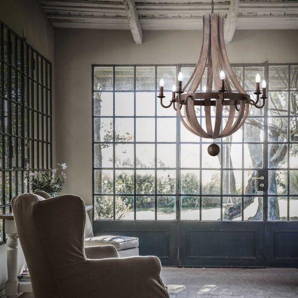 IDEAL LUX Κρεμαστό Φωτιστικό MLENNIUM 8xE14 Ξύλου – 129709
