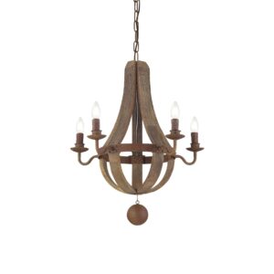 IDEAL LUX Κρεμαστό Φωτιστικό MLENNIUM 5xE14 Ξυλού – 129921