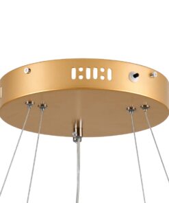 GloboStar® DIAMOND DUO 61151 Κρεμαστό Φωτιστικό Δαχτυλίδι-Κύκλος LED CCT 75W 8743lm 360° AC 220-240V – Εναλλαγή Φωτισμού μέσω Τηλεχειριστηρίου All In One Ψυχρό 6000k+Φυσικό 4500k+Θερμό 2700k Dimmable Φ40+60cm – Χρυσό Βούρτσας – 3 Years Warranty