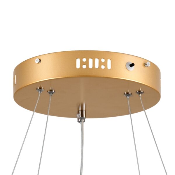 GloboStar® DIAMOND DUO 61151 Κρεμαστό Φωτιστικό Δαχτυλίδι-Κύκλος LED CCT 75W 8743lm 360° AC 220-240V – Εναλλαγή Φωτισμού μέσω Τηλεχειριστηρίου All In One Ψυχρό 6000k+Φυσικό 4500k+Θερμό 2700k Dimmable Φ40+60cm – Χρυσό Βούρτσας – 3 Years Warranty
