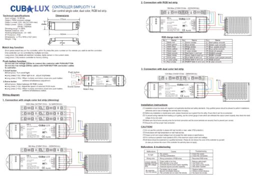 LED Controller Simplicity Μονόχρωμη & RGB ταινία LED 216W / 432 W CUBALUX