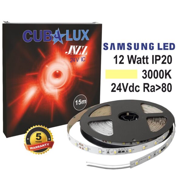 LED Ταινία 12W 24V CUBALUX Dimmable 1224lm/m Θερμό Λευκό 3000K 15 Μέτρα - CL13-0825