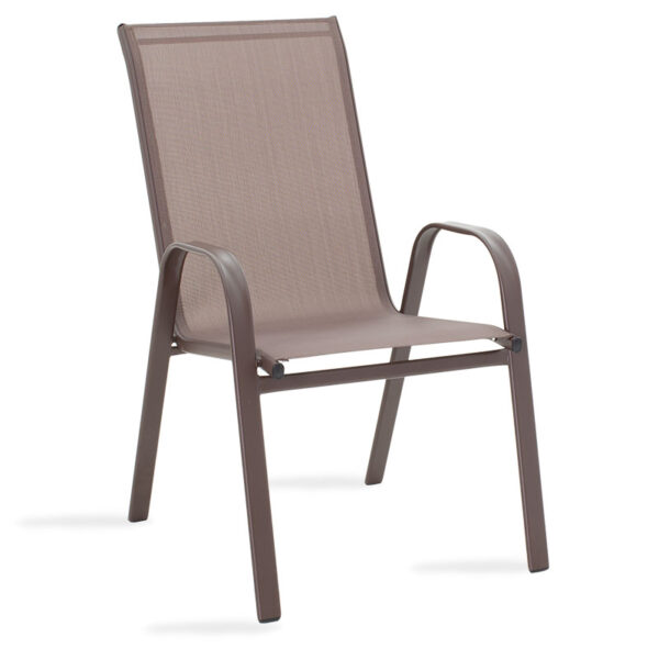 Garden chair Calan pakoworld metal dark brown-textilene brown 130-000011