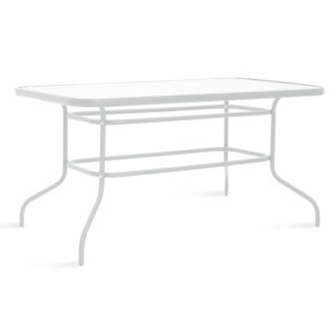 Valor pakoworld table metal white-glass 140x80x70cm 130-000018