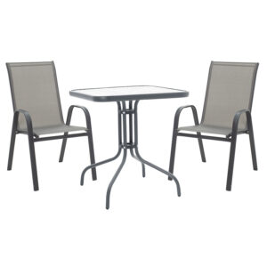 Garden dining set 3pcs Watson-Calan pakoworld metal black-textilene dark grey 70x70x70cm 130-000047