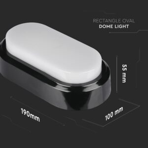LED Φωτιστικό Απλίκα 8W V-TAC Οβάλ Μαύρο Αδιάβροχο IP54 Θερμό Λευκό 3000Κ – 1308
