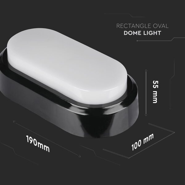 LED Φωτιστικό Απλίκα 8W V-TAC Οβάλ Μαύρο Αδιάβροχο IP54 Θερμό Λευκό 3000Κ – 1308