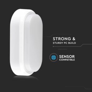 LED Φωτιστικό Απλίκα 8W V-TAC Οβάλ Λευκό Αδιάβροχο IP54 Θερμό Λευκό 3000Κ – 1311