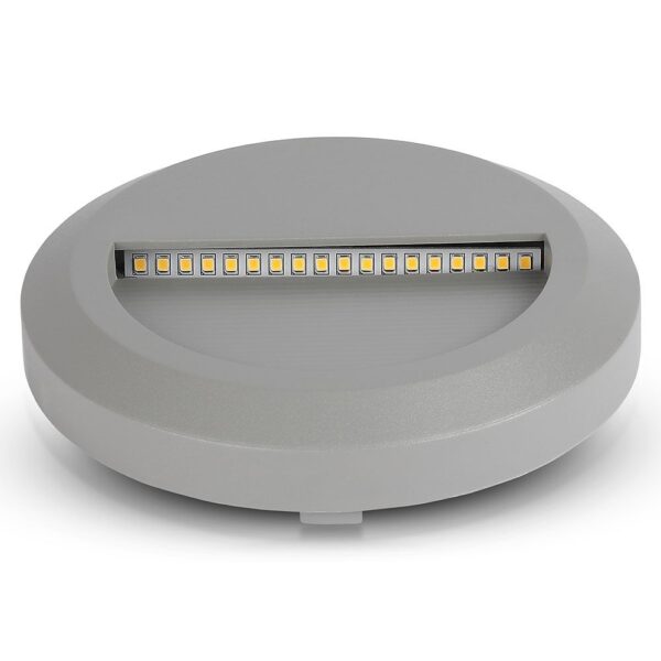Επιτοίχιο Φωτιστικό LED για Σκαλοπάτια 2W V-TAC Γκρι Στρογγυλό Αδιάβροχο IP65 Φυσικό Λευκό 4000K – 1318