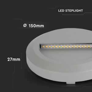 Επιτοίχιο Φωτιστικό LED για Σκαλοπάτια 2W V-TAC Γκρι Στρογγυλό Αδιάβροχο IP65 Φυσικό Λευκό 4000K – 1318
