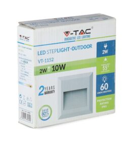 Επιτοίχιο Φωτιστικό LED για Σκαλοπάτια 2W V-TAC Λευκό Τετράγωνο Αδιάβροχο IP65 Φυσικό Λευκό 4000K – 1320