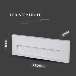 Επιτοίχιο Φωτιστικό LED για Σκαλοπάτια 3W V-TAC Λευκό Ορθογώνιο Αδιάβροχο IP65 Θερμό Λευκό 3000K – 1327