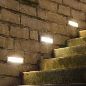 Επιτοίχιο Φωτιστικό LED για Σκαλοπάτια 3W V-TAC Λευκό Ορθογώνιο Αδιάβροχο IP65 Θερμό Λευκό 3000K – 1327