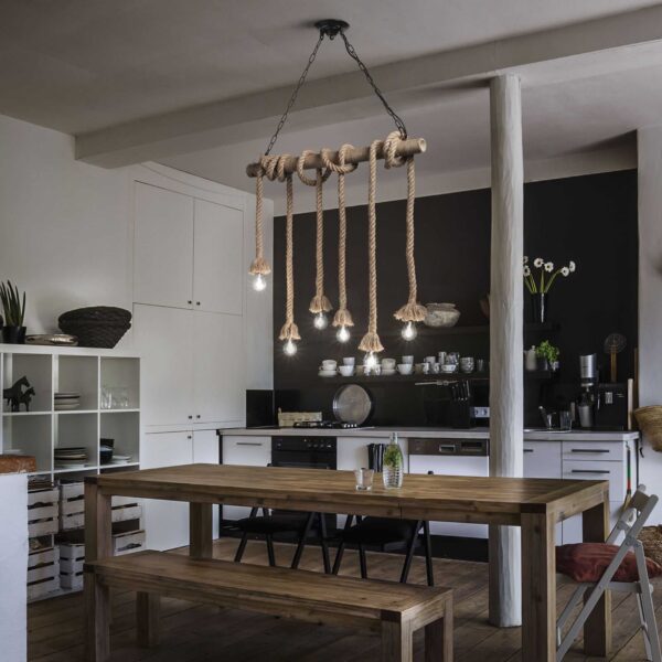 IDEAL LUX Κρεμαστό Φωτιστικό CANAPA 6xE27 Με Σχοινί – 134826