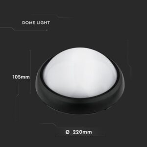 LED Φωτιστικό Πλαφονιέρα 12W V-TAC Στρογγυλό Μαύρο Αδιάβροχο IP65 Θερμό Λευκό 3000Κ – 1349