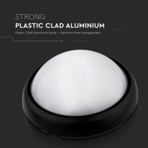 LED Φωτιστικό Πλαφονιέρα 12W V-TAC Στρογγυλό Μαύρο Αδιάβροχο IP65 Θερμό Λευκό 3000Κ – 1349