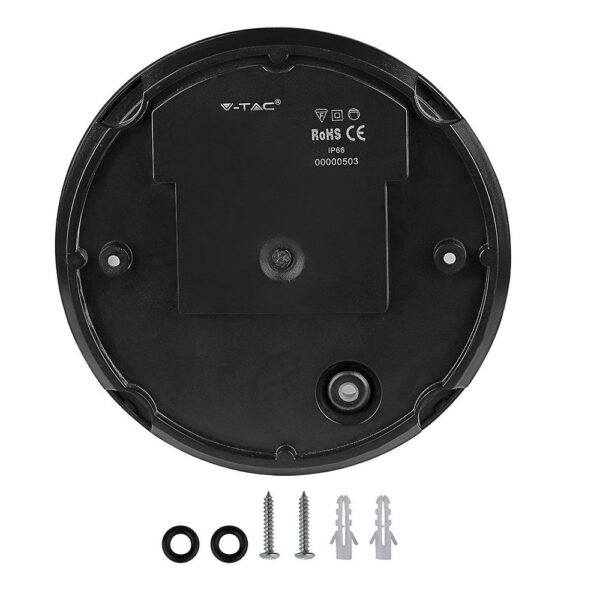 LED Φωτιστικό Πλαφονιέρα 12W V-TAC Στρογγυλό Μαύρο Αδιάβροχο IP65 Θερμό Λευκό 3000Κ – 1349