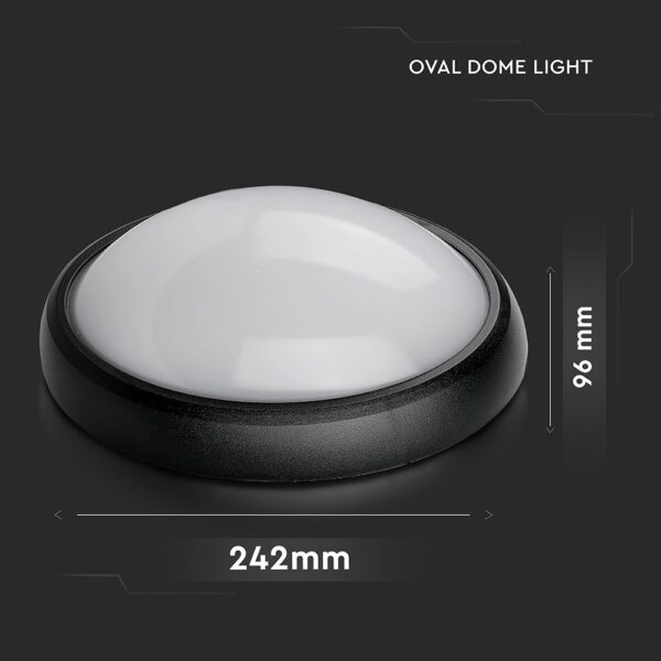 LED Φωτιστικό Πλαφονιέρα 12W V-TAC Οβάλ Μαύρο Αδιάβροχο IP65 Θερμό Λευκό 3000Κ – 1350