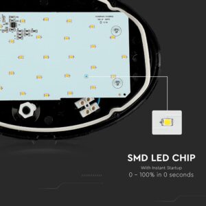 LED Φωτιστικό Πλαφονιέρα 12W V-TAC Οβάλ Μαύρο Αδιάβροχο IP65 Θερμό Λευκό 3000Κ – 1350