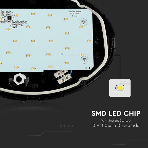 LED Φωτιστικό Πλαφονιέρα 12W V-TAC Οβάλ Μαύρο Αδιάβροχο IP65 Θερμό Λευκό 3000Κ – 1350